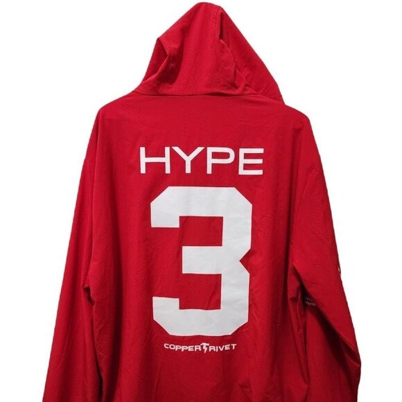 Red Jacket Copper Rivet Zip Up Urban windbreaker Jacket Perforated HYPE PREOWNED - Picture 6 of 7